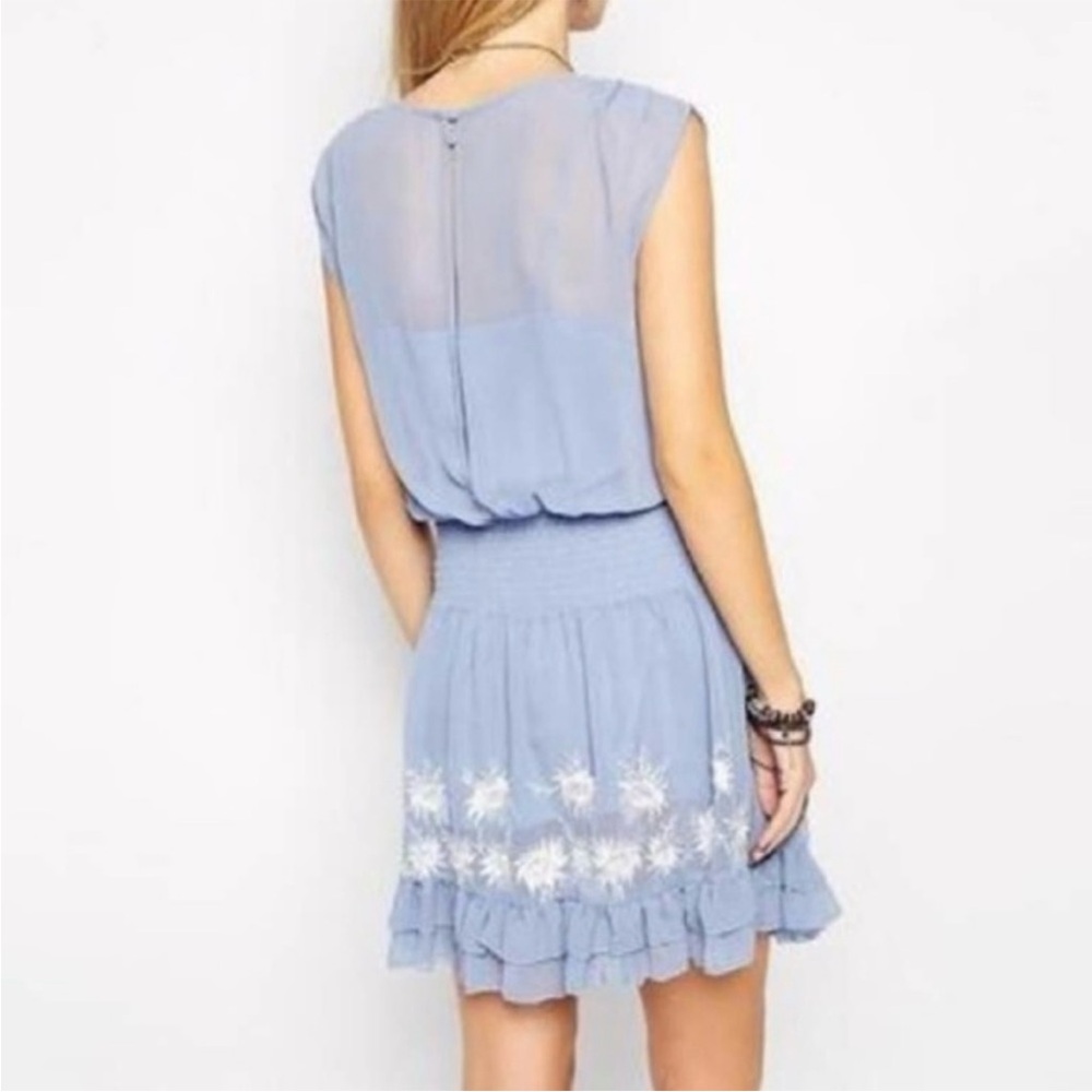Free People Garden Bloom Mini Dress in Wedgewood Blue XS - Picture 3 of 12